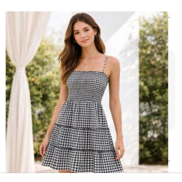 Hippie Rose Dresses & Skirts - Women's Hippie Rose Mini Dress M Black White Gingham Tiered